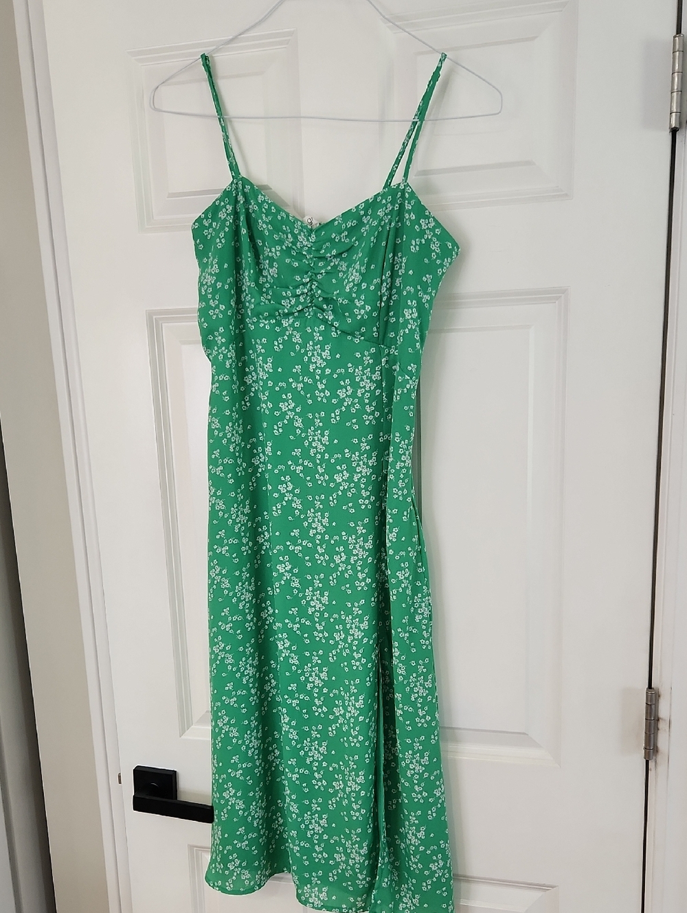 Green Floral Slip Dress with Spaghetti Straps